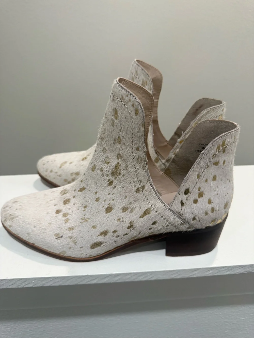 Coconuts by Matisse White Pony Hair Ankle Boots with Gold Speckle